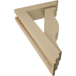 Ekena Millwork - BKTUR0352X14X22FST01RCPR - Timberthane Faux Wood Funston Style Bracket w/ Offset Brace, Traditional Ends, 3 1/2"W x 14"D x 22"H, Primed Tan