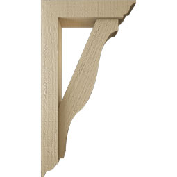Ekena Millwork - BKTUR0352X14X26FST01RCPR - Timberthane Faux Wood Funston Style Bracket w/ Offset Brace, Traditional Ends, 3 1/2"W x 14"D x 26"H, Primed Tan