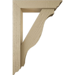 Ekena Millwork - BKTUR0352X16X24FST01RCPR - Timberthane Faux Wood Funston Style Bracket w/ Offset Brace, Traditional Ends, 3 1/2"W x 16"D x 24"H, Primed Tan