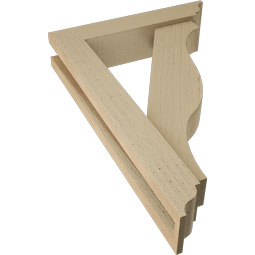 Ekena Millwork - BKTUR0352X16X24FST01RCPR - Timberthane Faux Wood Funston Style Bracket w/ Offset Brace, Traditional Ends, 3 1/2"W x 16"D x 24"H, Primed Tan