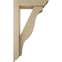 Ekena Millwork - BKTUR0352X16X28FST01RCPR - Timberthane Faux Wood Funston Style Bracket w/ Offset Brace, Traditional Ends, 3 1/2"W x 16"D x 28"H, Primed Tan