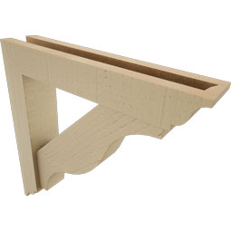 Ekena Millwork - BKTUR0352X18X18FST01RCPR - Timberthane Faux Wood Funston Style Bracket w/ Offset Brace, Traditional Ends, 3 1/2"W x 18"D x 18"H, Primed Tan