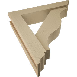 Ekena Millwork - BKTUR0352X18X18FST01RCPR - Timberthane Faux Wood Funston Style Bracket w/ Offset Brace, Traditional Ends, 3 1/2"W x 18"D x 18"H, Primed Tan