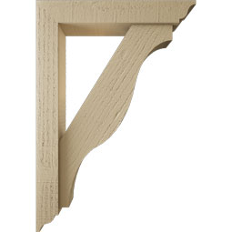 Ekena Millwork - BKTUR0352X18X26FST01RCPR - Timberthane Faux Wood Funston Style Bracket w/ Offset Brace, Traditional Ends, 3 1/2"W x 18"D x 26"H, Primed Tan