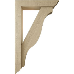 Ekena Millwork - BKTUR0352X18X30FST01RCPR - Timberthane Faux Wood Funston Style Bracket w/ Offset Brace, Traditional Ends, 3 1/2"W x 18"D x 30"H, Primed Tan