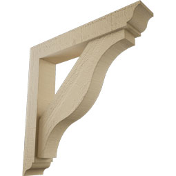 Ekena Millwork - BKTUR0352X20X20FST01RCPR - Timberthane Faux Wood Funston Style Bracket w/ Offset Brace, Traditional Ends, 3 1/2"W x 20"D x 20"H, Primed Tan