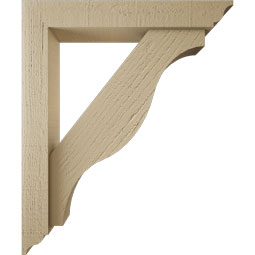 Ekena Millwork - BKTUR0352X20X24FST01RCPR - Timberthane Faux Wood Funston Style Bracket w/ Offset Brace, Traditional Ends, 3 1/2"W x 20"D x 24"H, Primed Tan
