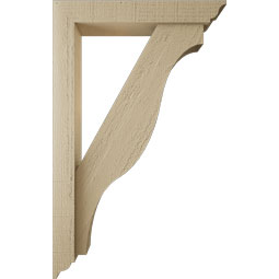 Ekena Millwork - BKTUR0352X20X32FST01RCPR - Timberthane Faux Wood Funston Style Bracket w/ Offset Brace, Traditional Ends, 3 1/2"W x 20"D x 32"H, Primed Tan