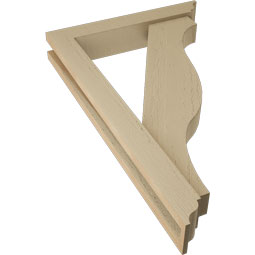 Ekena Millwork - BKTUR0352X20X32FST01RCPR - Timberthane Faux Wood Funston Style Bracket w/ Offset Brace, Traditional Ends, 3 1/2"W x 20"D x 32"H, Primed Tan