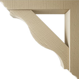 Ekena Millwork - BKTUR0352X22X22FST01RCPR - Timberthane Faux Wood Funston Style Bracket w/ Offset Brace, Traditional Ends, 3 1/2"W x 22"D x 22"H, Primed Tan