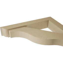 Ekena Millwork - BKTUR0352X22X22FST01RCPR - Timberthane Faux Wood Funston Style Bracket w/ Offset Brace, Traditional Ends, 3 1/2"W x 22"D x 22"H, Primed Tan