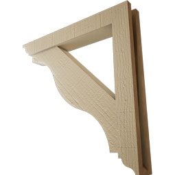 Ekena Millwork - BKTUR0352X22X22FST01RCPR - Timberthane Faux Wood Funston Style Bracket w/ Offset Brace, Traditional Ends, 3 1/2"W x 22"D x 22"H, Primed Tan