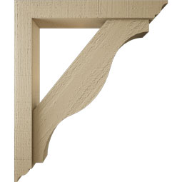Ekena Millwork - BKTUR0352X22X26FST01RCPR - Timberthane Faux Wood Funston Style Bracket w/ Offset Brace, Traditional Ends, 3 1/2"W x 22"D x 26"H, Primed Tan