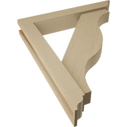 Ekena Millwork - BKTUR0352X22X26FST01RCPR - Timberthane Faux Wood Funston Style Bracket w/ Offset Brace, Traditional Ends, 3 1/2"W x 22"D x 26"H, Primed Tan