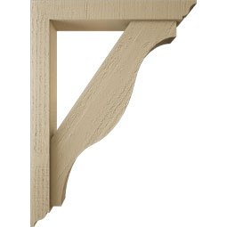 Ekena Millwork - BKTUR0352X22X30FST01RCPR - Timberthane Faux Wood Funston Style Bracket w/ Offset Brace, Traditional Ends, 3 1/2"W x 22"D x 30"H, Primed Tan