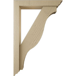 Ekena Millwork - BKTUR0352X22X34FST01RCPR - Timberthane Faux Wood Funston Style Bracket w/ Offset Brace, Traditional Ends, 3 1/2"W x 22"D x 34"H, Primed Tan