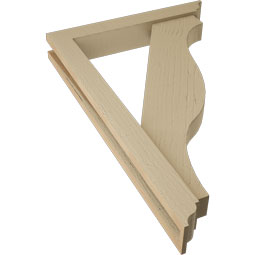 Ekena Millwork - BKTUR0352X22X34FST01RCPR - Timberthane Faux Wood Funston Style Bracket w/ Offset Brace, Traditional Ends, 3 1/2"W x 22"D x 34"H, Primed Tan