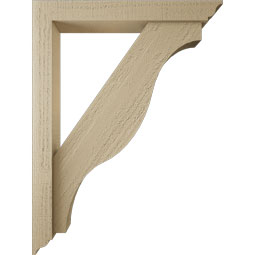 Ekena Millwork - BKTUR0352X24X32FST01RCPR - Timberthane Faux Wood Funston Style Bracket w/ Offset Brace, Traditional Ends, 3 1/2"W x 24"D x 32"H, Primed Tan