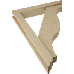 Ekena Millwork - BKTUR0352X24X32FST01RCPR - Timberthane Faux Wood Funston Style Bracket w/ Offset Brace, Traditional Ends, 3 1/2"W x 24"D x 32"H, Primed Tan