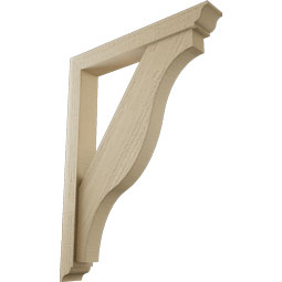 Ekena Millwork - BKTUR0352X24X32FST01RCPR - Timberthane Faux Wood Funston Style Bracket w/ Offset Brace, Traditional Ends, 3 1/2"W x 24"D x 32"H, Primed Tan
