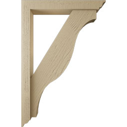 Ekena Millwork - BKTUR0352X24X36FST01RCPR - Timberthane Faux Wood Funston Style Bracket w/ Offset Brace, Traditional Ends, 3 1/2"W x 24"D x 36"H, Primed Tan