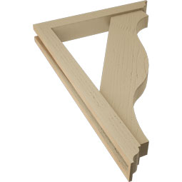 Ekena Millwork - BKTUR0352X24X36FST01RCPR - Timberthane Faux Wood Funston Style Bracket w/ Offset Brace, Traditional Ends, 3 1/2"W x 24"D x 36"H, Primed Tan