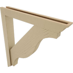 Ekena Millwork - BKTUR0352X26X30FST01RCPR - Timberthane Faux Wood Funston Style Bracket w/ Offset Brace, Traditional Ends, 3 1/2"W x 26"D x 30"H, Primed Tan