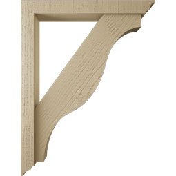 Ekena Millwork - BKTUR0352X26X34FST01RCPR - Timberthane Faux Wood Funston Style Bracket w/ Offset Brace, Traditional Ends, 3 1/2"W x 26"D x 34"H, Primed Tan