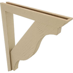 Ekena Millwork - BKTUR0352X26X34FST01RCPR - Timberthane Faux Wood Funston Style Bracket w/ Offset Brace, Traditional Ends, 3 1/2"W x 26"D x 34"H, Primed Tan