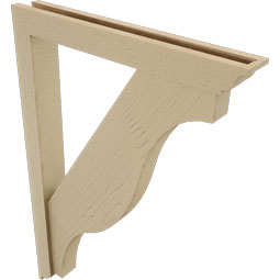 Ekena Millwork - BKTUR0352X26X38FST01RCPR - Timberthane Faux Wood Funston Style Bracket w/ Offset Brace, Traditional Ends, 3 1/2"W x 26"D x 38"H, Primed Tan