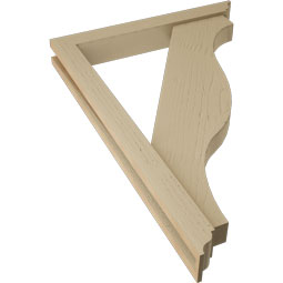 Ekena Millwork - BKTUR0352X26X38FST01RCPR - Timberthane Faux Wood Funston Style Bracket w/ Offset Brace, Traditional Ends, 3 1/2"W x 26"D x 38"H, Primed Tan