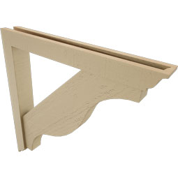 Ekena Millwork - BKTUR0352X28X28FST01RCPR - Timberthane Faux Wood Funston Style Bracket w/ Offset Brace, Traditional Ends, 3 1/2"W x 28"D x 28"H, Primed Tan