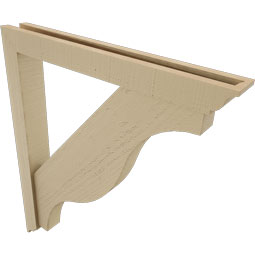 Ekena Millwork - BKTUR0352X28X32FST01RCPR - Timberthane Faux Wood Funston Style Bracket w/ Offset Brace, Traditional Ends, 3 1/2"W x 28"D x 32"H, Primed Tan