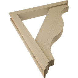 Ekena Millwork - BKTUR0352X28X32FST01RCPR - Timberthane Faux Wood Funston Style Bracket w/ Offset Brace, Traditional Ends, 3 1/2"W x 28"D x 32"H, Primed Tan