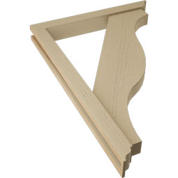 Ekena Millwork - BKTUR0352X28X40FST01RCPR - Timberthane Faux Wood Funston Style Bracket w/ Offset Brace, Traditional Ends, 3 1/2"W x 28"D x 40"H, Primed Tan