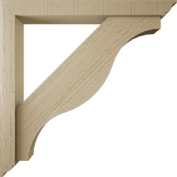 Ekena Millwork - BKTUR0352X30X30FST01RCPR - Timberthane Faux Wood Funston Style Bracket w/ Offset Brace, Traditional Ends, 3 1/2"W x 30"D x 30"H, Primed Tan