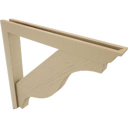 Ekena Millwork - BKTUR0352X30X30FST01RCPR - Timberthane Faux Wood Funston Style Bracket w/ Offset Brace, Traditional Ends, 3 1/2"W x 30"D x 30"H, Primed Tan