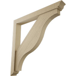 Ekena Millwork - BKTUR0352X30X30FST01RCPR - Timberthane Faux Wood Funston Style Bracket w/ Offset Brace, Traditional Ends, 3 1/2"W x 30"D x 30"H, Primed Tan