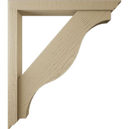 Ekena Millwork - BKTUR0352X30X34FST01RCPR - Timberthane Faux Wood Funston Style Bracket w/ Offset Brace, Traditional Ends, 3 1/2"W x 30"D x 34"H, Primed Tan