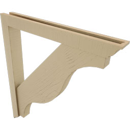Ekena Millwork - BKTUR0352X30X34FST01RCPR - Timberthane Faux Wood Funston Style Bracket w/ Offset Brace, Traditional Ends, 3 1/2"W x 30"D x 34"H, Primed Tan
