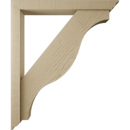 Ekena Millwork - BKTUR0352X30X36FST01RCPR - Timberthane Faux Wood Funston Style Bracket w/ Offset Brace, Traditional Ends, 3 1/2"W x 30"D x 36"H, Primed Tan