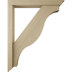 Ekena Millwork - BKTUR0352X30X38FST01RCPR - Timberthane Faux Wood Funston Style Bracket w/ Offset Brace, Traditional Ends, 3 1/2"W x 30"D x 38"H, Primed Tan