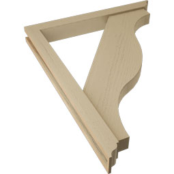 Ekena Millwork - BKTUR0352X30X38FST01RCPR - Timberthane Faux Wood Funston Style Bracket w/ Offset Brace, Traditional Ends, 3 1/2"W x 30"D x 38"H, Primed Tan