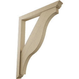 Ekena Millwork - BKTUR0352X30X38FST01RCPR - Timberthane Faux Wood Funston Style Bracket w/ Offset Brace, Traditional Ends, 3 1/2"W x 30"D x 38"H, Primed Tan