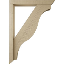 Ekena Millwork - BKTUR0352X30X42FST01RCPR - Timberthane Faux Wood Funston Style Bracket w/ Offset Brace, Traditional Ends, 3 1/2"W x 30"D x 42"H, Primed Tan