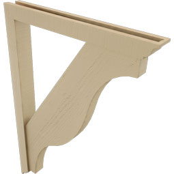 Ekena Millwork - BKTUR0352X30X42FST01RCPR - Timberthane Faux Wood Funston Style Bracket w/ Offset Brace, Traditional Ends, 3 1/2"W x 30"D x 42"H, Primed Tan