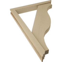 Ekena Millwork - BKTUR0352X30X42FST01RCPR - Timberthane Faux Wood Funston Style Bracket w/ Offset Brace, Traditional Ends, 3 1/2"W x 30"D x 42"H, Primed Tan