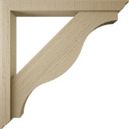 Ekena Millwork - BKTUR0352X32X32FST01RCPR - Timberthane Faux Wood Funston Style Bracket w/ Offset Brace, Traditional Ends, 3 1/2"W x 32"D x 32"H, Primed Tan