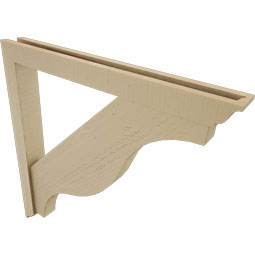 Ekena Millwork - BKTUR0352X32X32FST01RCPR - Timberthane Faux Wood Funston Style Bracket w/ Offset Brace, Traditional Ends, 3 1/2"W x 32"D x 32"H, Primed Tan