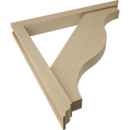 Ekena Millwork - BKTUR0352X32X32FST01RCPR - Timberthane Faux Wood Funston Style Bracket w/ Offset Brace, Traditional Ends, 3 1/2"W x 32"D x 32"H, Primed Tan